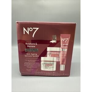 No7 Face & Neck Multi Action Skincare Set Day Cream Night Cream Serum